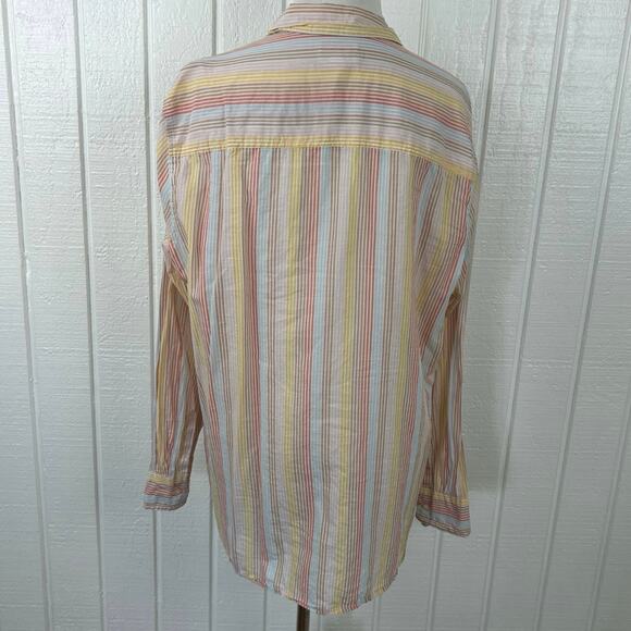 Gap Women Boyfriend Fit Shirt Long Sleeve Striped Cotton Preppy Casual Size XL - Picture 6 of 8